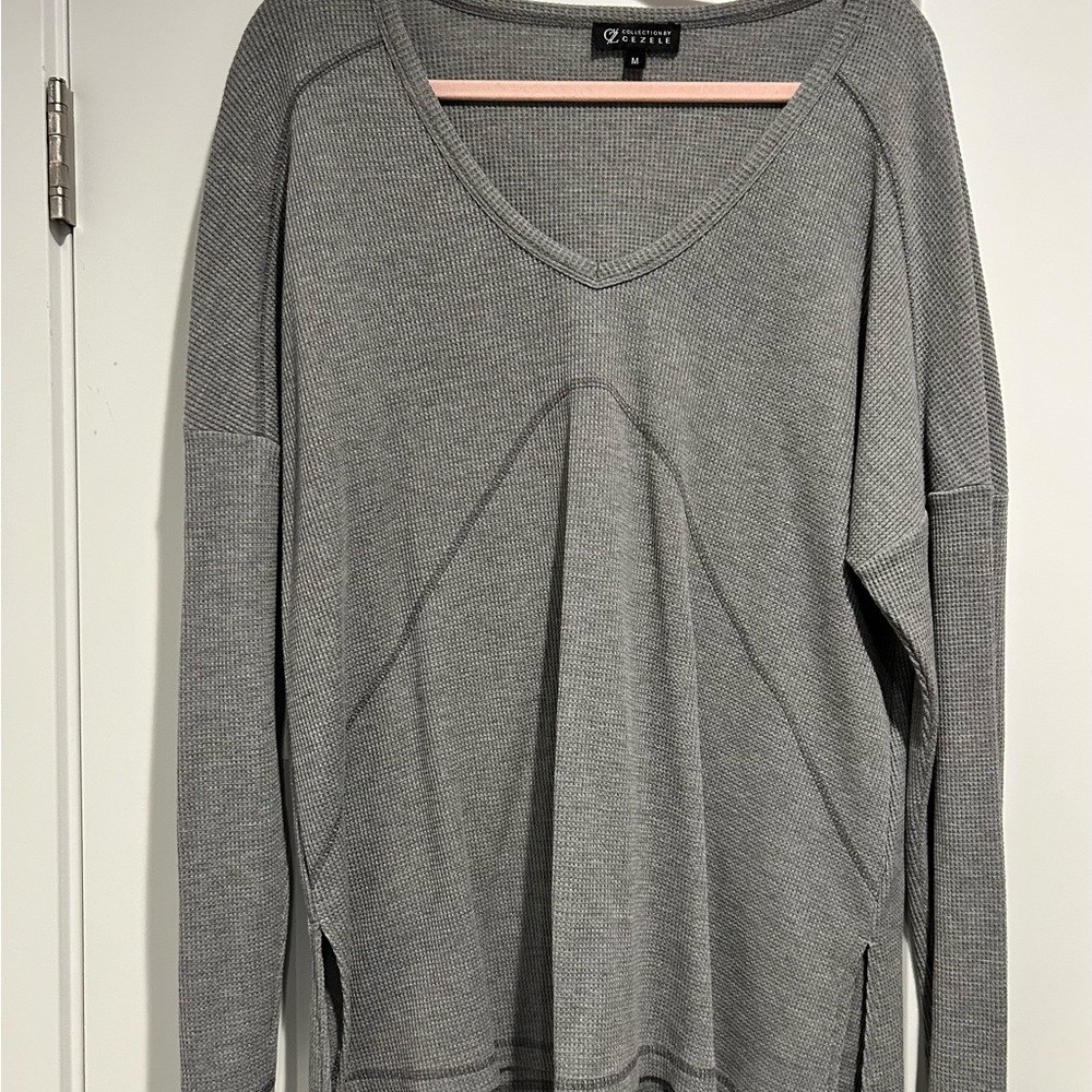 Zele Gray Textured Knit Top
